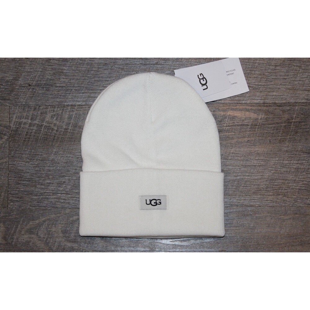 UGG UNISEX WOMEN'S MEN'S KNIT CUFF WOOL BLEND BEANIE HAT WHITE OSFA NEW